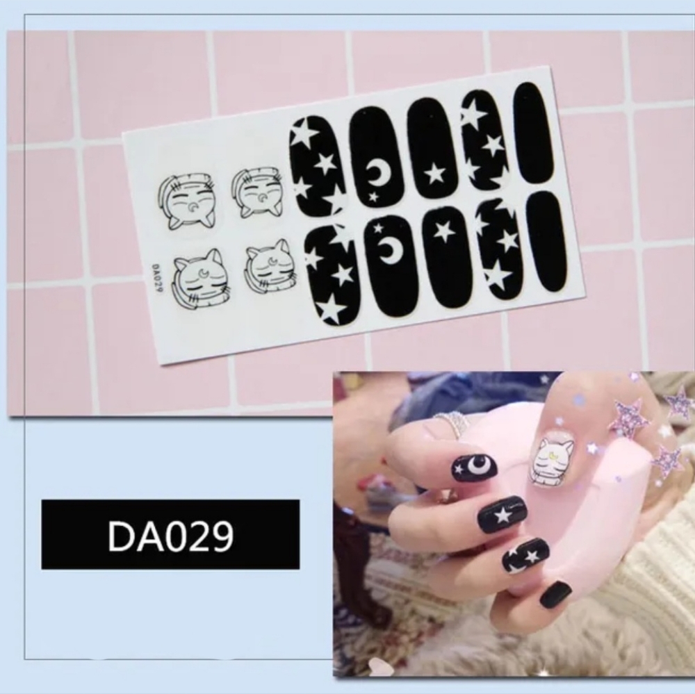 ⭐4/$15 Sleeping Cat Moon and Stars Nail Wraps